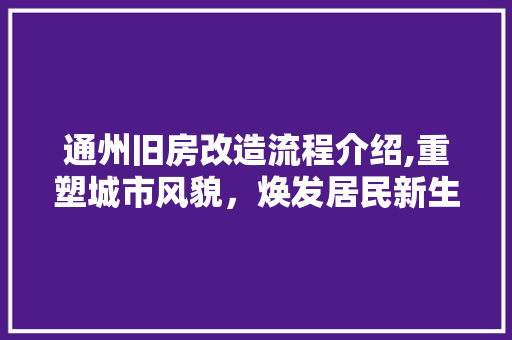 通州旧房改造流程介绍,重塑城市风貌，焕发居民新生活