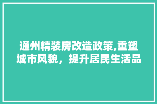 通州精装房改造政策,重塑城市风貌，提升居民生活品质