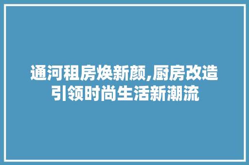 通河租房焕新颜,厨房改造引领时尚生活新潮流