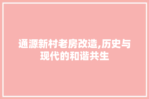 通源新村老房改造,历史与现代的和谐共生