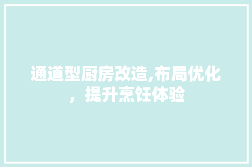 通道型厨房改造,布局优化，提升烹饪体验