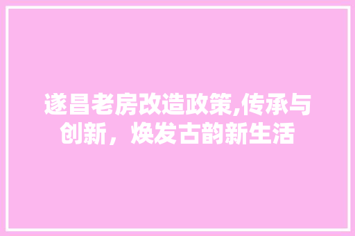 遂昌老房改造政策,传承与创新，焕发古韵新生活
