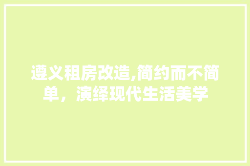 遵义租房改造,简约而不简单，演绎现代生活美学 户内维修