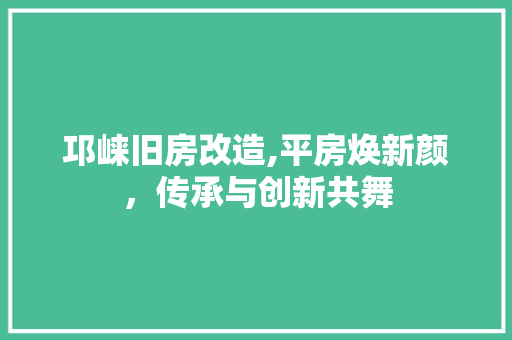 邛崃旧房改造,平房焕新颜，传承与创新共舞