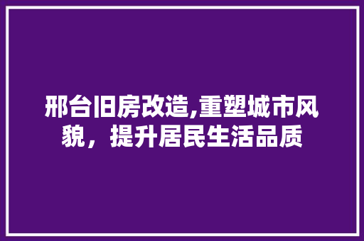 邢台旧房改造,重塑城市风貌，提升居民生活品质