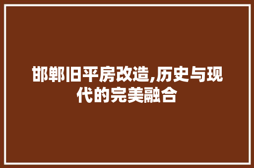 邯郸旧平房改造,历史与现代的完美融合