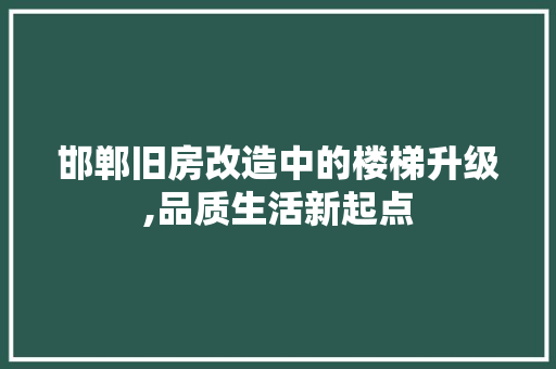 邯郸旧房改造中的楼梯升级,品质生活新起点