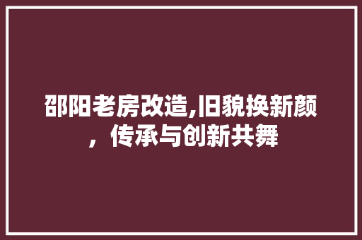 邵阳老房改造,旧貌换新颜，传承与创新共舞