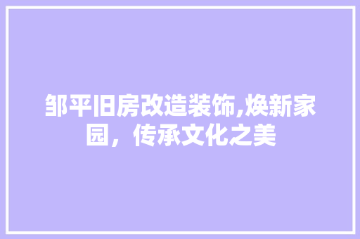 邹平旧房改造装饰,焕新家园，传承文化之美