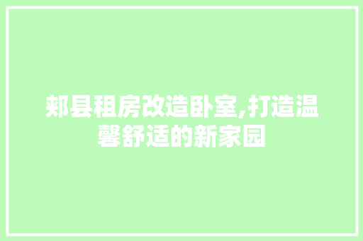郏县租房改造卧室,打造温馨舒适的新家园