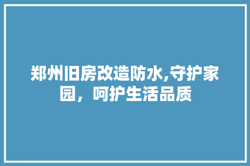 郑州旧房改造防水,守护家园，呵护生活品质 居家维修