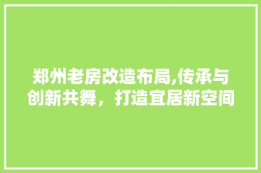 郑州老房改造布局,传承与创新共舞，打造宜居新空间