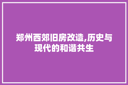 郑州西郊旧房改造,历史与现代的和谐共生