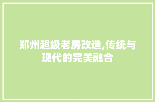 郑州超级老房改造,传统与现代的完美融合