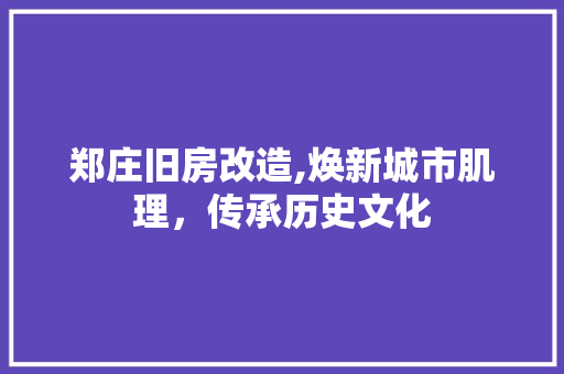 郑庄旧房改造,焕新城市肌理，传承历史文化