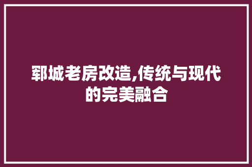 郓城老房改造,传统与现代的完美融合