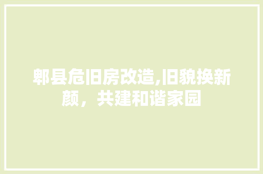 郫县危旧房改造,旧貌换新颜，共建和谐家园