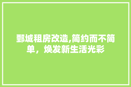 鄄城租房改造,简约而不简单，焕发新生活光彩
