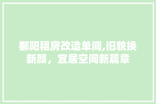 鄱阳租房改造单间,旧貌换新颜，宜居空间新篇章