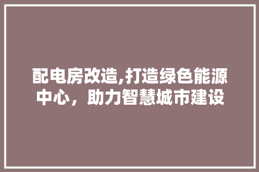 配电房改造,打造绿色能源中心，助力智慧城市建设