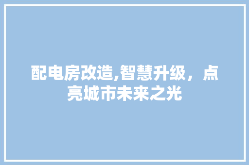 配电房改造,智慧升级，点亮城市未来之光 厨房维修