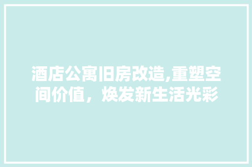 酒店公寓旧房改造,重塑空间价值，焕发新生活光彩