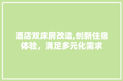 酒店双床房改造,创新住宿体验，满足多元化需求
