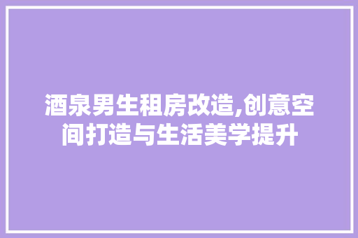 酒泉男生租房改造,创意空间打造与生活美学提升