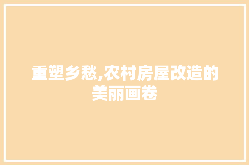 重塑乡愁,农村房屋改造的美丽画卷