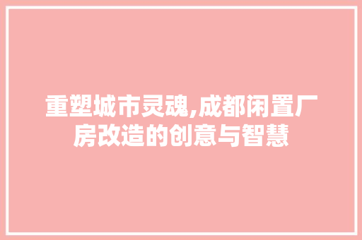 重塑城市灵魂,成都闲置厂房改造的创意与智慧