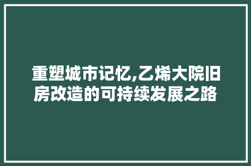 重塑城市记忆,乙烯大院旧房改造的可持续发展之路