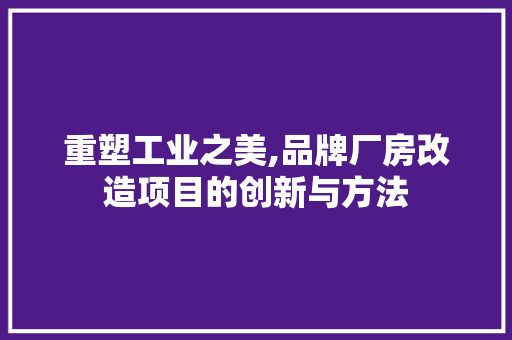重塑工业之美,品牌厂房改造项目的创新与方法 居家维修