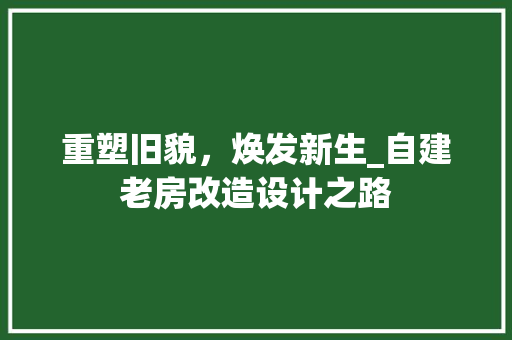 重塑旧貌，焕发新生_自建老房改造设计之路