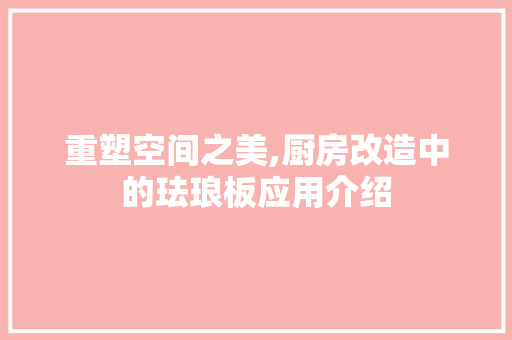 重塑空间之美,厨房改造中的珐琅板应用介绍