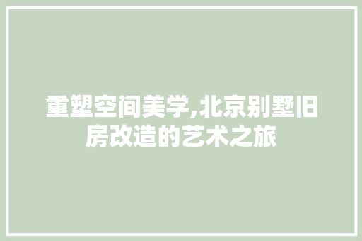 重塑空间美学,北京别墅旧房改造的艺术之旅