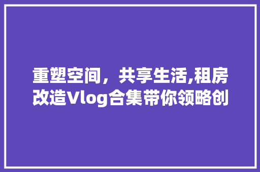 重塑空间，共享生活,租房改造Vlog合集带你领略创意生活艺术 居家维修