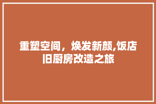 重塑空间，焕发新颜,饭店旧厨房改造之旅
