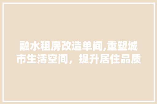 融水租房改造单间,重塑城市生活空间，提升居住品质