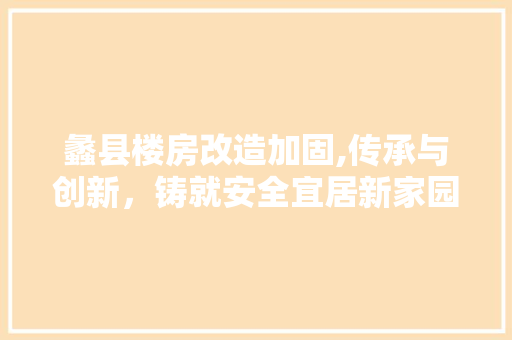蠡县楼房改造加固,传承与创新，铸就安全宜居新家园