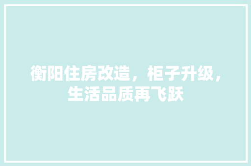 衡阳住房改造，柜子升级，生活品质再飞跃