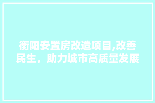衡阳安置房改造项目,改善民生，助力城市高质量发展