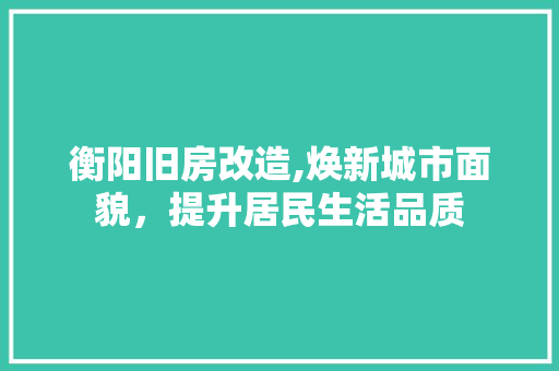 衡阳旧房改造,焕新城市面貌，提升居民生活品质