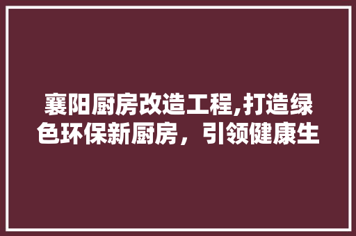 襄阳厨房改造工程,打造绿色环保新厨房，引领健康生活新潮流