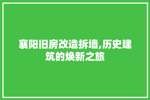 襄阳旧房改造拆墙,历史建筑的焕新之旅