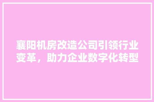 襄阳机房改造公司引领行业变革，助力企业数字化转型
