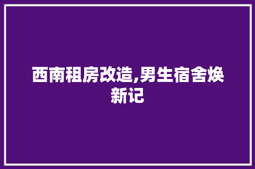 西南租房改造,男生宿舍焕新记