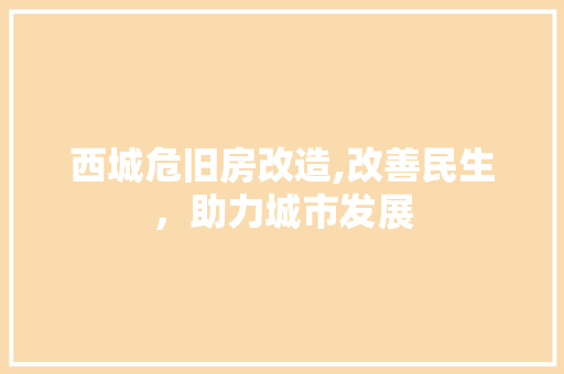 西城危旧房改造,改善民生，助力城市发展