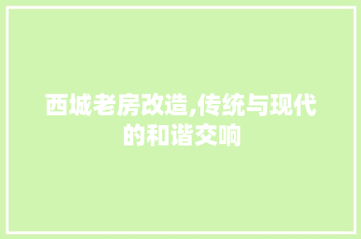 西城老房改造,传统与现代的和谐交响