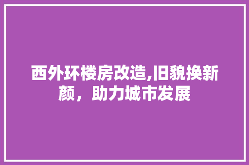 西外环楼房改造,旧貌换新颜，助力城市发展