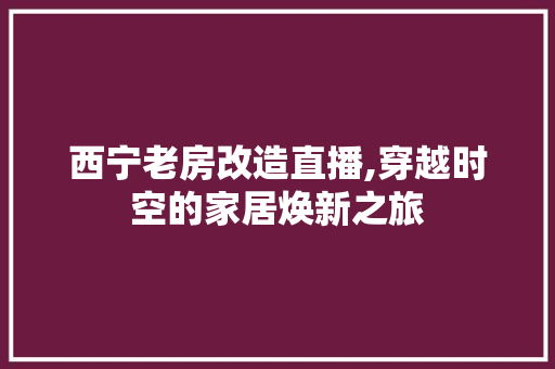 西宁老房改造直播,穿越时空的家居焕新之旅